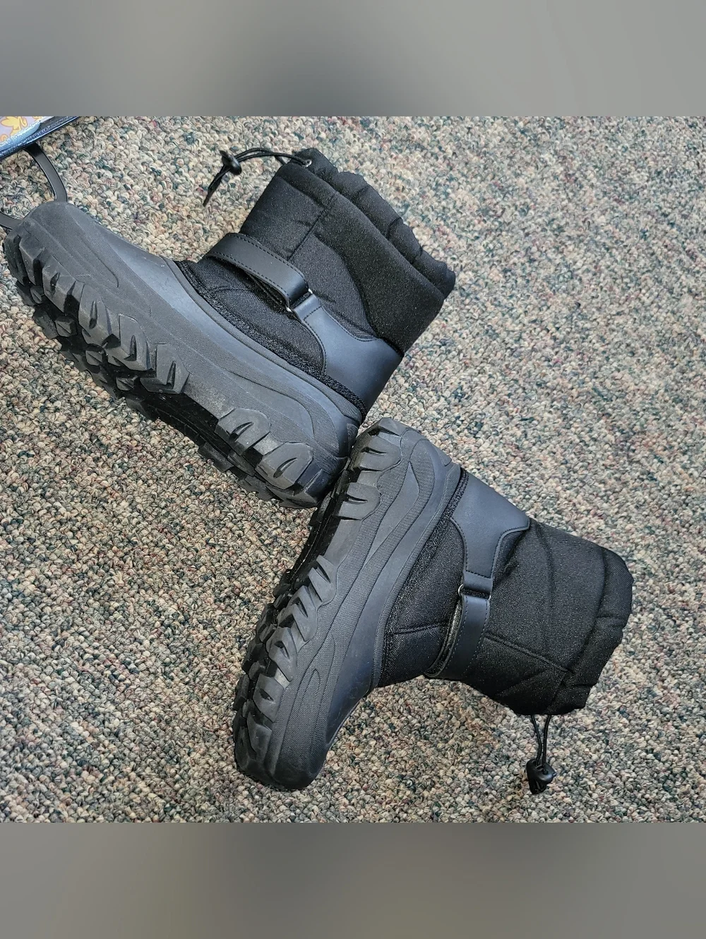 Kids' Black Winter Snow Boots with Fleece Lining